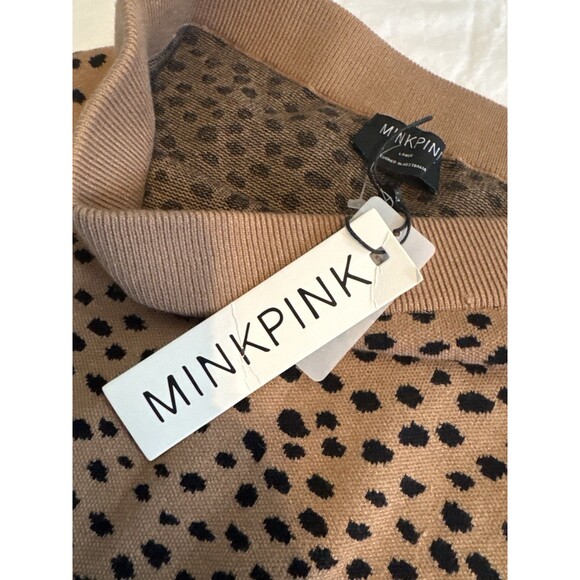 MINKPINK Luca Knit Leopard‎ Midi Skirt Tan Black Size L NWT Y2K Style - Picture 8 of 13